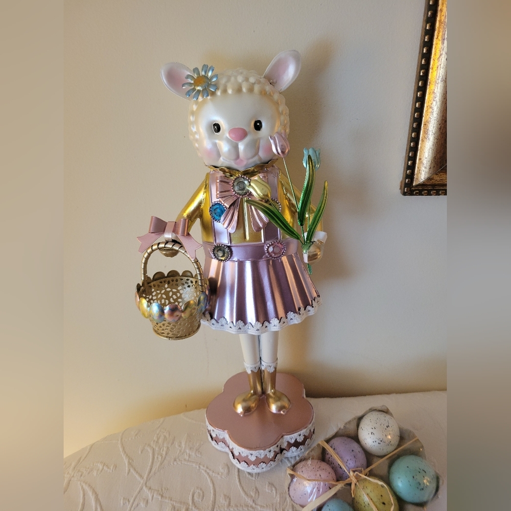 Metal Lamb Figurine With Led's Lights.